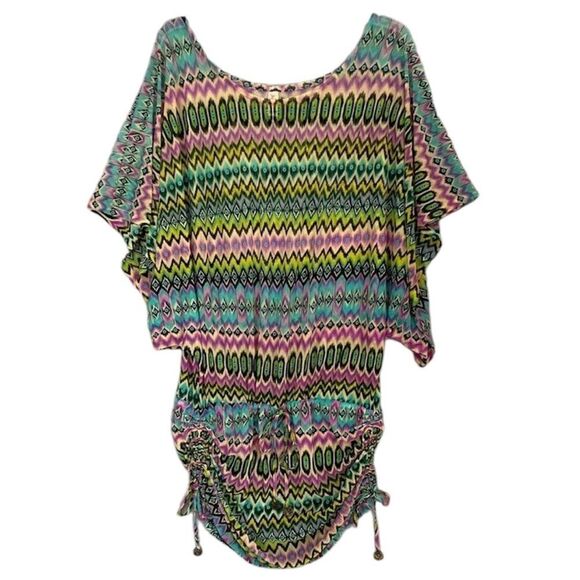 Luli Fama Playa Esmeralda South Beach Dress Small Swim Cover Up Ruched Sheer - Picture 1 of 11